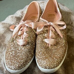 Kate Spade Keds Women's pink Sparkling Sneakers - Gold Glitter